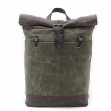 Vintage Waxed Canvas Roll Top Backpack - Multi-Color Large Capacity Outdoor Rucksack for Travel Hiking  Daily Rucksack