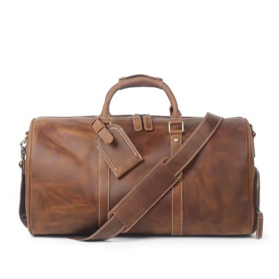 European and American Retro Crazy Horseskin Travel Bag, Portable Fitness Luggage Bag, Real Leather Shoe Position Messenger Bag European and American Retro Crazy Horseskin Travel Bag, Portable Fitness Luggage Bag, Real Leather Shoe Position Messenger Bag