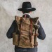 Vintage Waxed Wash Canvas Backpack Outdoor Travel Hiking Backpack Large Capacity Men's Rucksack