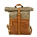 Simple Retro Waxed Canvas Backpack Men's Casual Rucksack with Leather Bag Outdoor Travel Hiking Backpacks