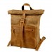 Simple Retro Waxed Canvas Backpack Men's Casual Rucksack with Leather Bag Outdoor Travel Hiking Backpacks