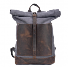 Vintage Canvas Rucksack Large Capacity Roll Top Expandable Backpack Men's Outdoor Hiking Bag Casual Backpacks