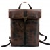 Retro Leather Roll-up Backpack Crazy Horseskin Trend Men's Travel Backpack Large Capacity Outdoor Backpack