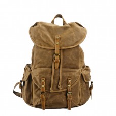 Retro Neutral Hiking Bag with Zipper Closure, Large Capacity Casual Travel Bag, Poly Soft Wax Canvas Backpack