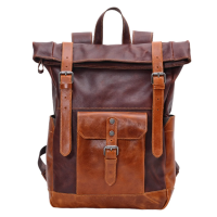 Vintage Men's Backpack Head Layer Vegetable Tanned Cowhide Rucksack Men's Computer Travel Hiking Bag