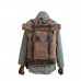 Outdoor Travel Backpack Men's Casual Rucksack Large Capacity Waterproof Waxed Canvas Splicing Leather Hiking Bag