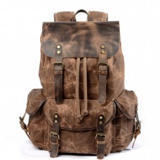 Vintage Fashion Men's Rucksack Casual Canvas with Leather Backpack Outdoor Trend Travel Hiking and Mountaineering Backpacks