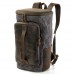 Retro Wax-dyed Canvas with Cowhide Rucksack Large Capacity Travel Bag Multifunctional Backpack Casual Men's Backpack