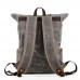 Vintage Waterproof Backpack Waxed Canvas Clash Color Line Patchwork Outdoor Rucksack for Men and Women