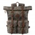 Vintage Waterproof Backpack Waxed Canvas Clash Color Line Patchwork Outdoor Rucksack for Men and Women