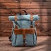 Vintage Canvas Rucksack Casual Men's Bag with Head Layer Cowhide Leather Roll Top Expansion Outdoor Hiking Bag