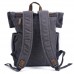 Vintage Canvas Rucksack Casual Men's Bag with Head Layer Cowhide Leather Roll Top Expansion Outdoor Hiking Bag