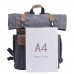 Vintage Canvas Rucksack Casual Men's Bag with Head Layer Cowhide Leather Roll Top Expansion Outdoor Hiking Bag