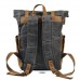Men Travel Bag Canvas Rucksack Canvas Crazy Horse Laptop Leather Backpack Retro Men's Rucksack