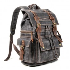 Vintage Men's Backpack Batik Canvas Waterproof Laptop Backpack Outdoor Travel Hiking Camping Backpack