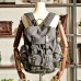Men's Canvas Leather Rucksack Outdoor Sports Travel Backpack Waterproof Canvas Hiking Backpack
