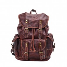 Retro Casual Men's Rucksack Vegetable Tanned Leather Rubbed Color Large Capacity Backpack Outdoor Travel Bag Computer Bag