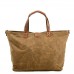 In Stock Waxed Canvas Tote Bag for Women Custom Logo OEM Genuine Leather Trim Ladies Shoulder Handbag Wholesale