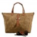 In Stock Waxed Canvas Tote Bag for Women Custom Logo OEM Genuine Leather Trim Ladies Shoulder Handbag Wholesale
